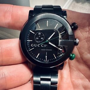 Gucci Swiss Made Men’s Watch -Black Stainless Steel G-Chrono – Rare & Vintage GG